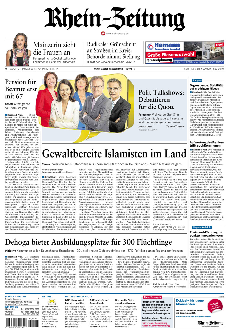 Rhein-Zeitung Kreis Neuwied vom Mittwoch, 21.01.2015