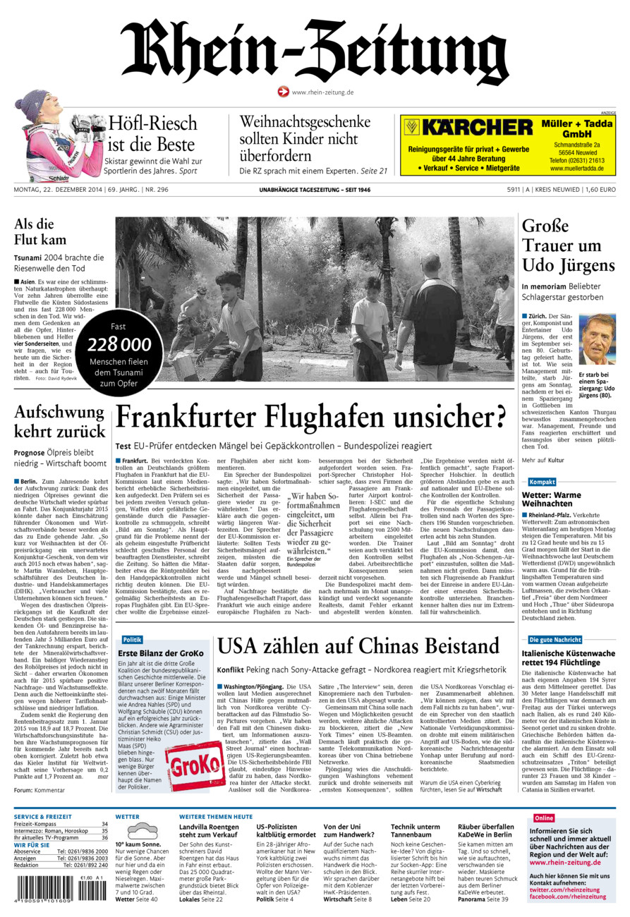 Rhein-Zeitung Kreis Neuwied vom Montag, 22.12.2014