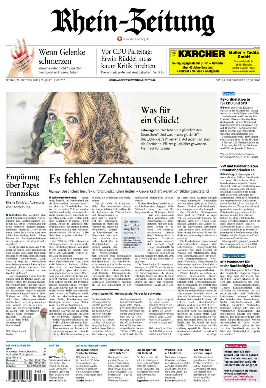 Rhein-Zeitung Kreis Neuwied vom Freitag, 12.10.2018
