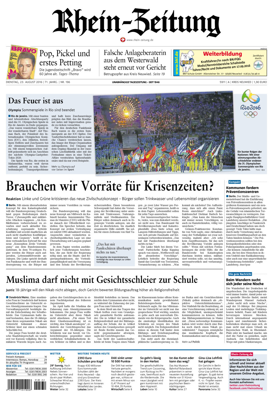Rhein-Zeitung Kreis Neuwied vom Dienstag, 23.08.2016