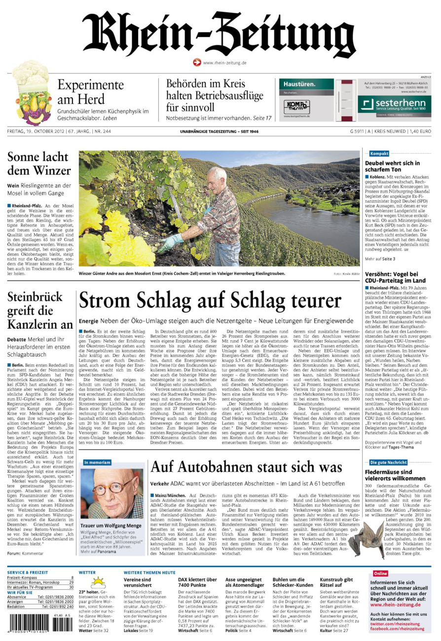 Rhein-Zeitung Kreis Neuwied vom Freitag, 19.10.2012