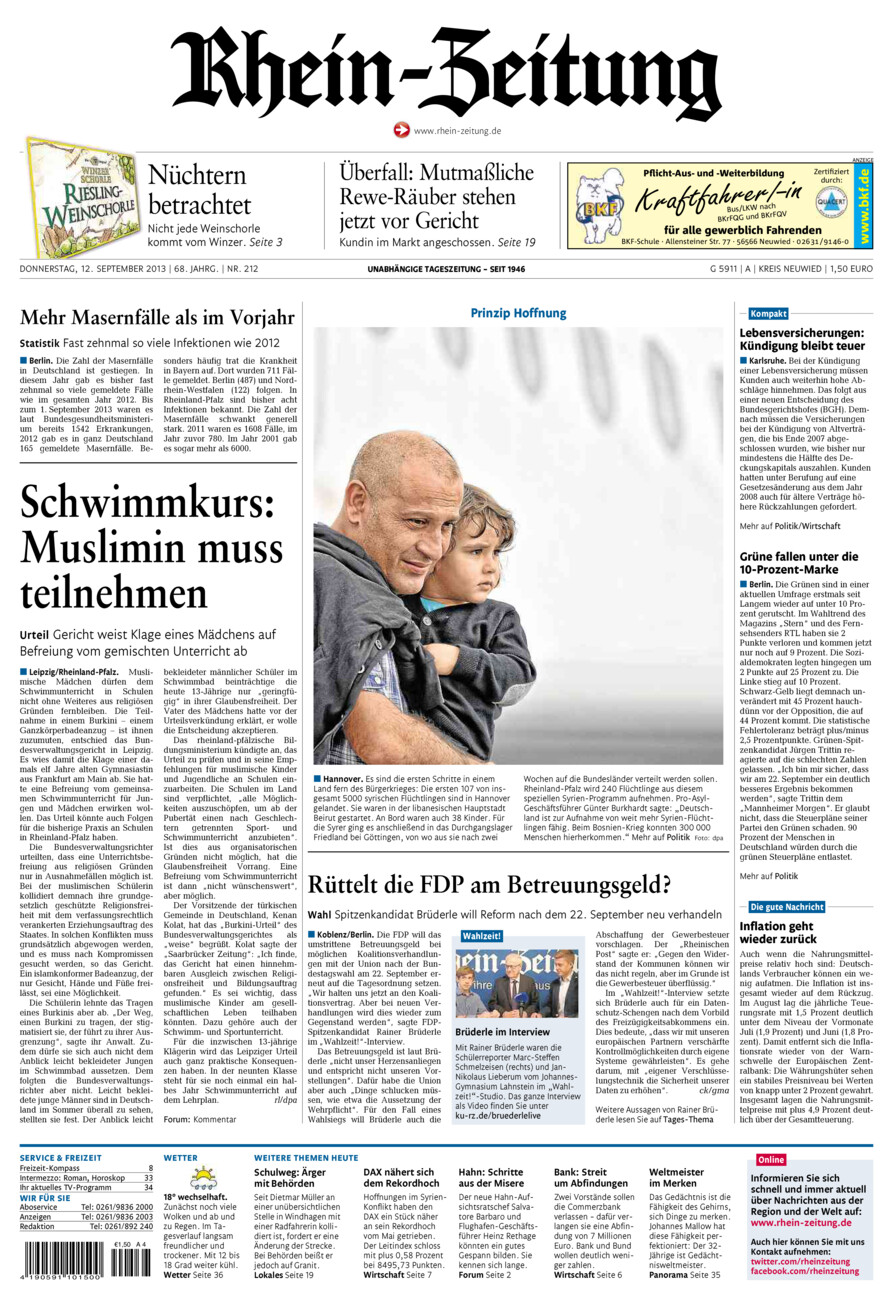 Rhein-Zeitung Kreis Neuwied vom Donnerstag, 12.09.2013