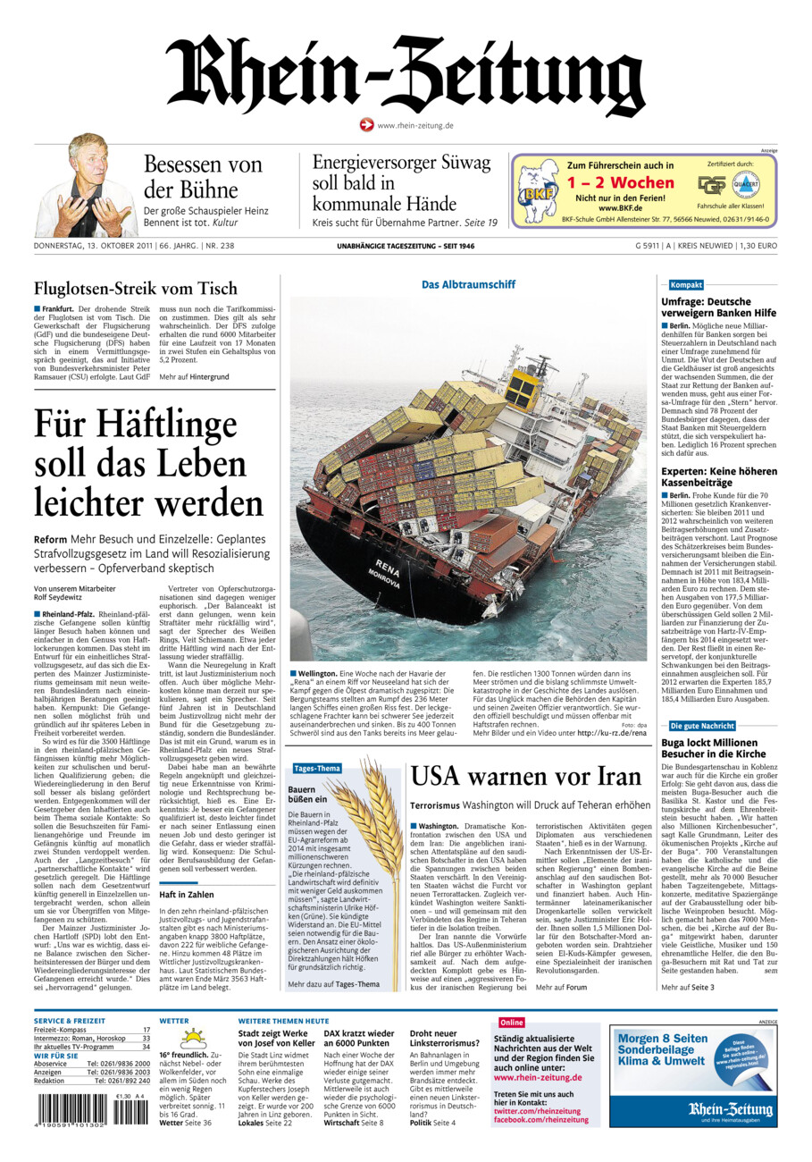 Rhein-Zeitung Kreis Neuwied vom Donnerstag, 13.10.2011