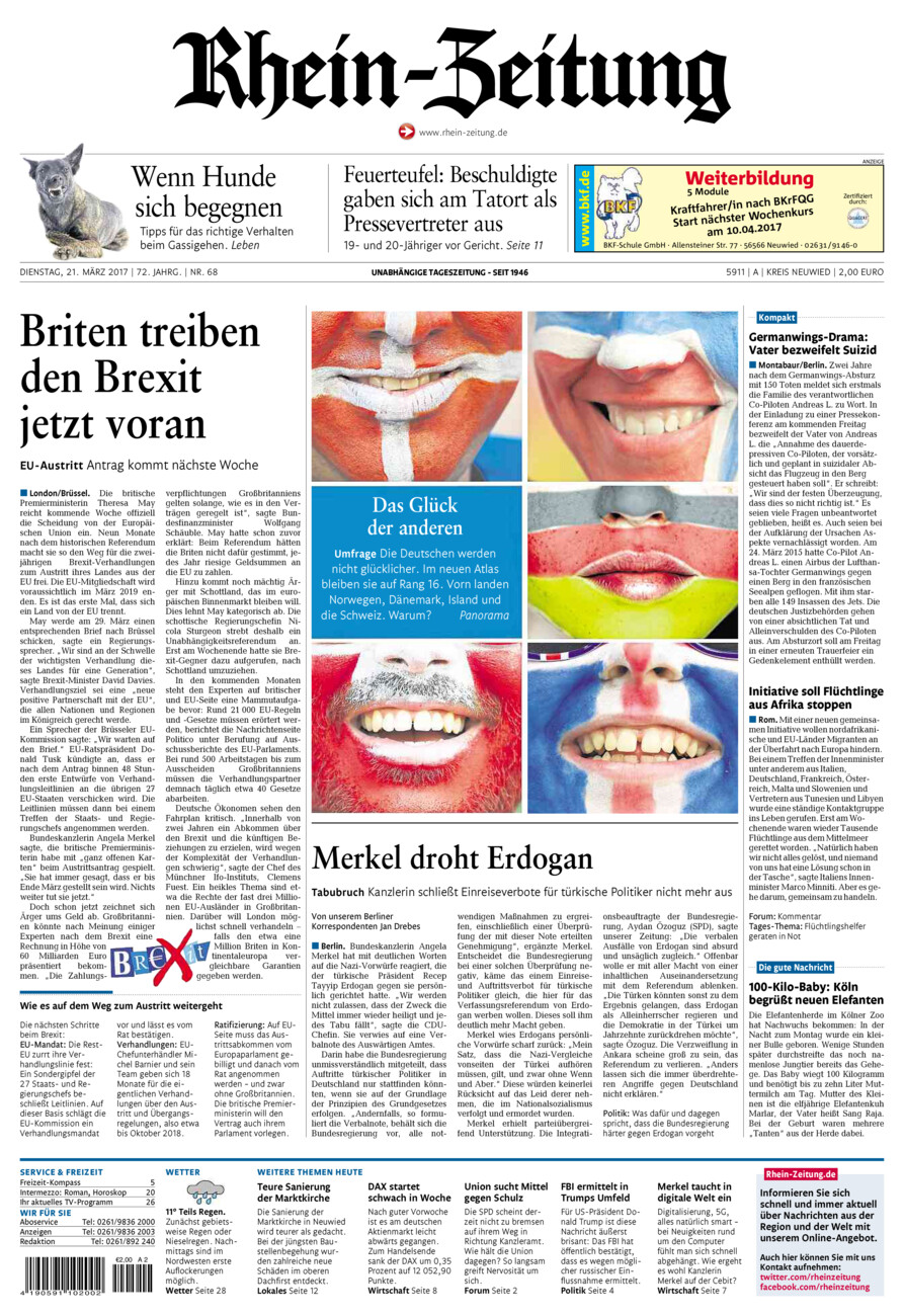 Rhein-Zeitung Kreis Neuwied vom Dienstag, 21.03.2017