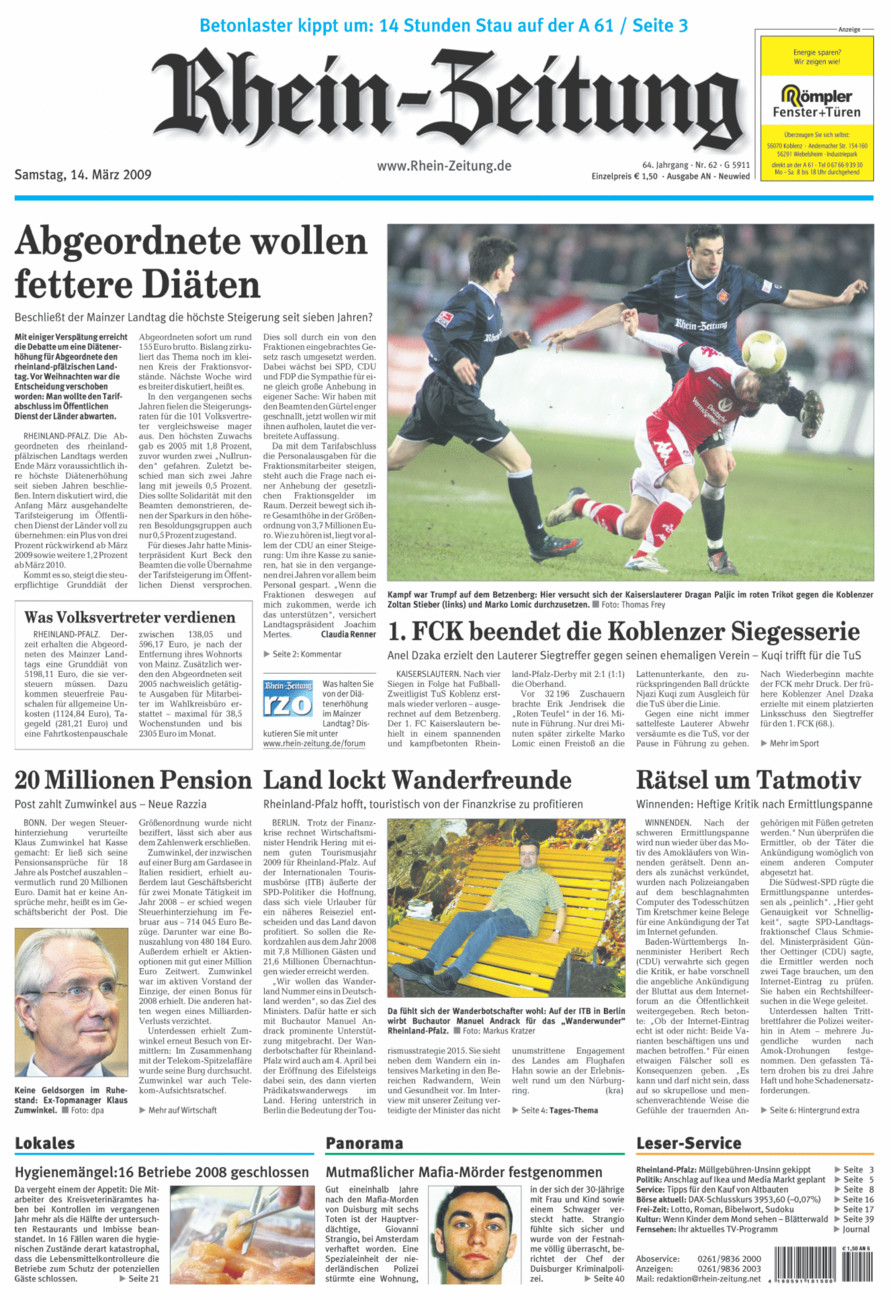 Rhein-Zeitung Kreis Neuwied vom Samstag, 14.03.2009