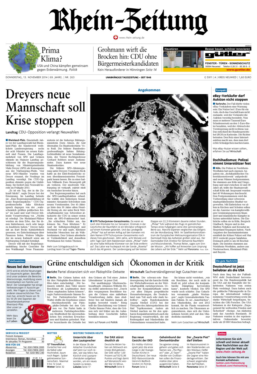 Rhein-Zeitung Kreis Neuwied vom Donnerstag, 13.11.2014