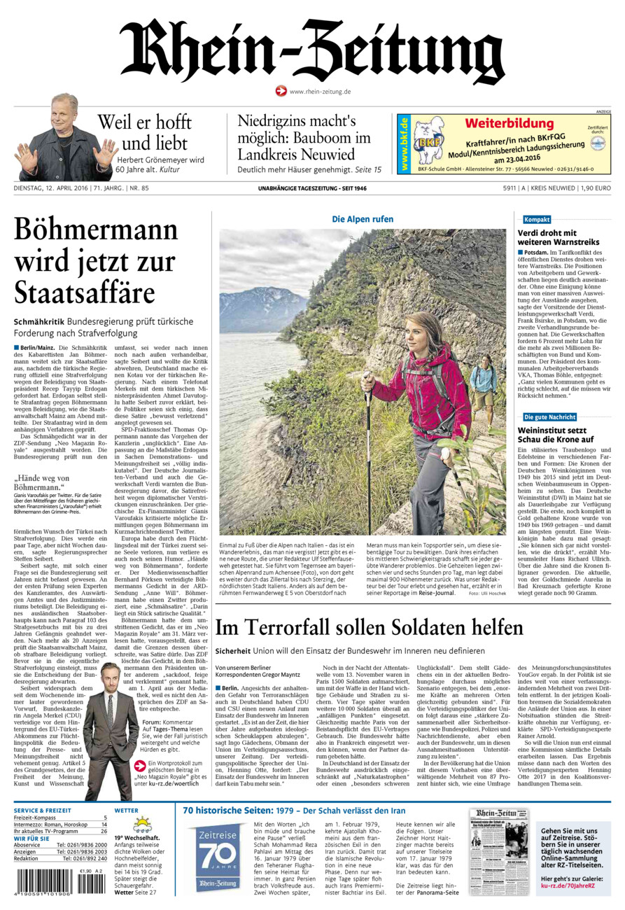Rhein-Zeitung Kreis Neuwied vom Dienstag, 12.04.2016
