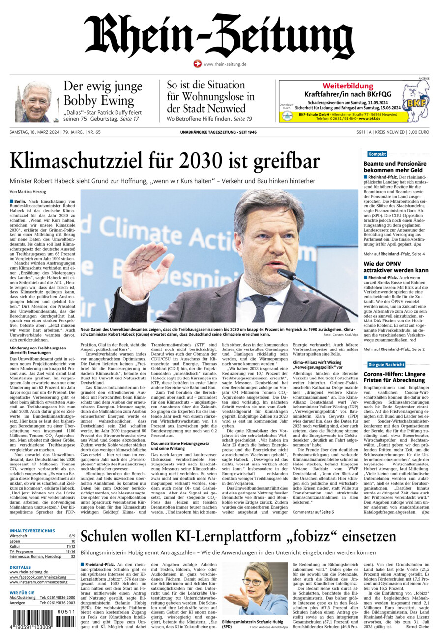 Rhein-Zeitung Kreis Neuwied vom Samstag, 16.03.2024