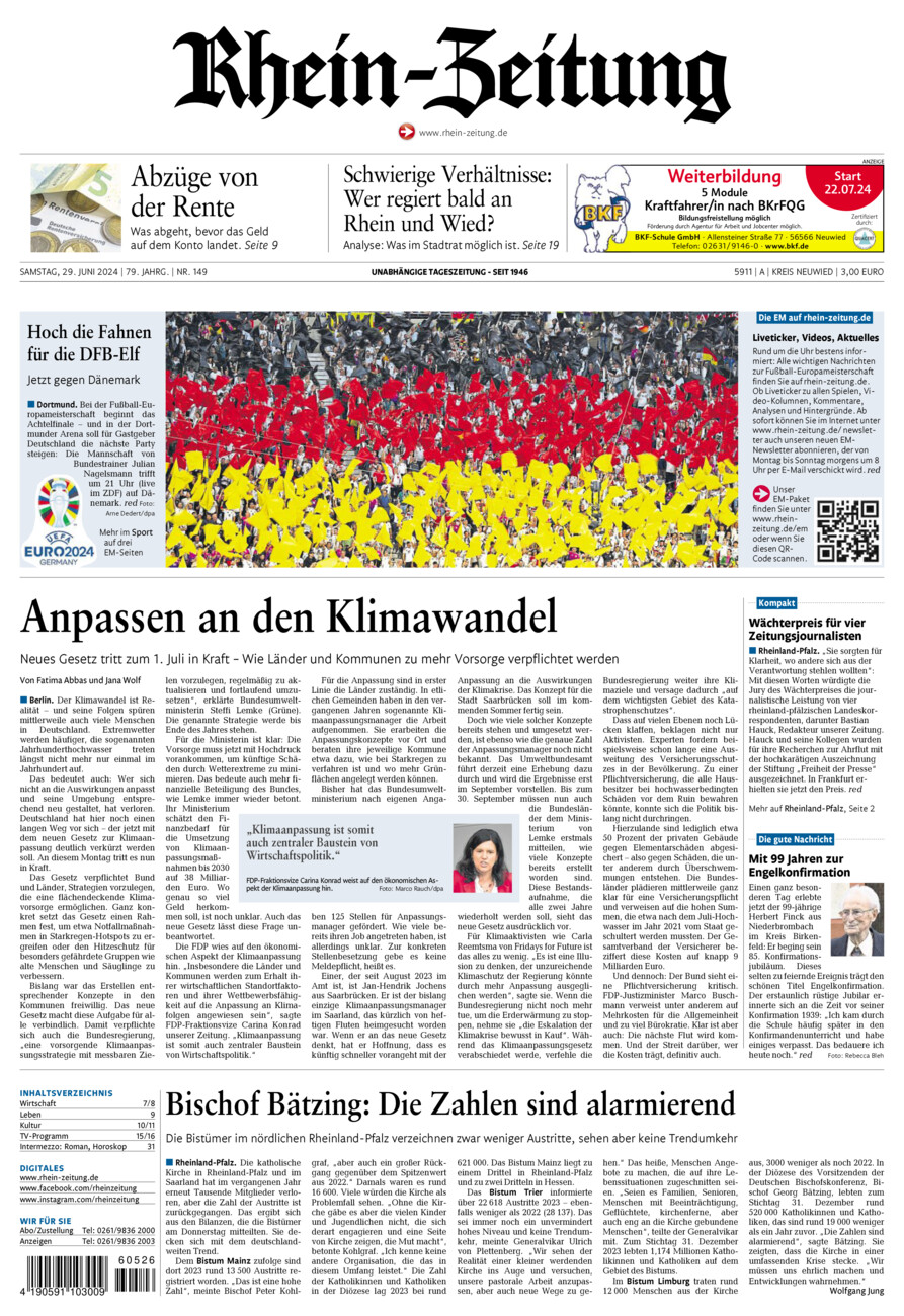 Rhein-Zeitung Kreis Neuwied vom Samstag, 29.06.2024