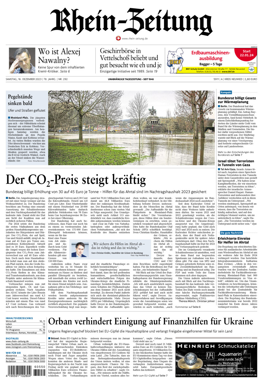 Rhein-Zeitung Kreis Neuwied vom Samstag, 16.12.2023