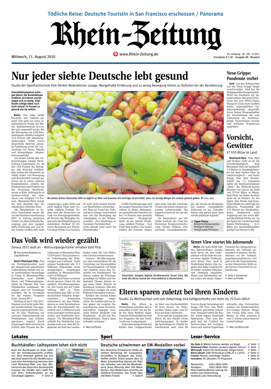 Rhein-Zeitung Kreis Neuwied vom Mittwoch, 11.08.2010