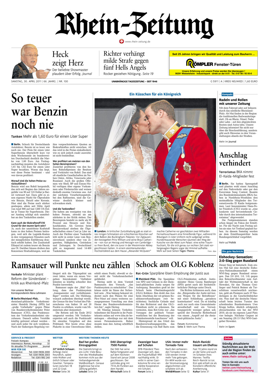 Rhein-Zeitung Kreis Neuwied vom Samstag, 30.04.2011