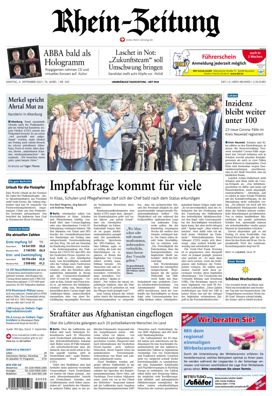 Rhein-Zeitung Kreis Neuwied vom Samstag, 04.09.2021