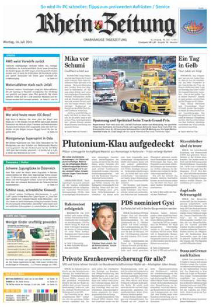 Rhein-Zeitung Kreis Neuwied vom Montag, 16.07.2001
