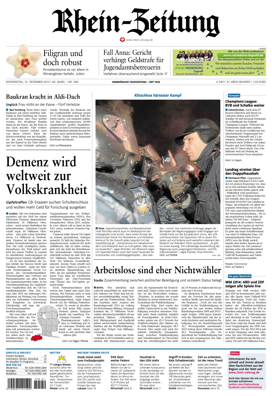 Rhein-Zeitung Kreis Neuwied vom Donnerstag, 12.12.2013