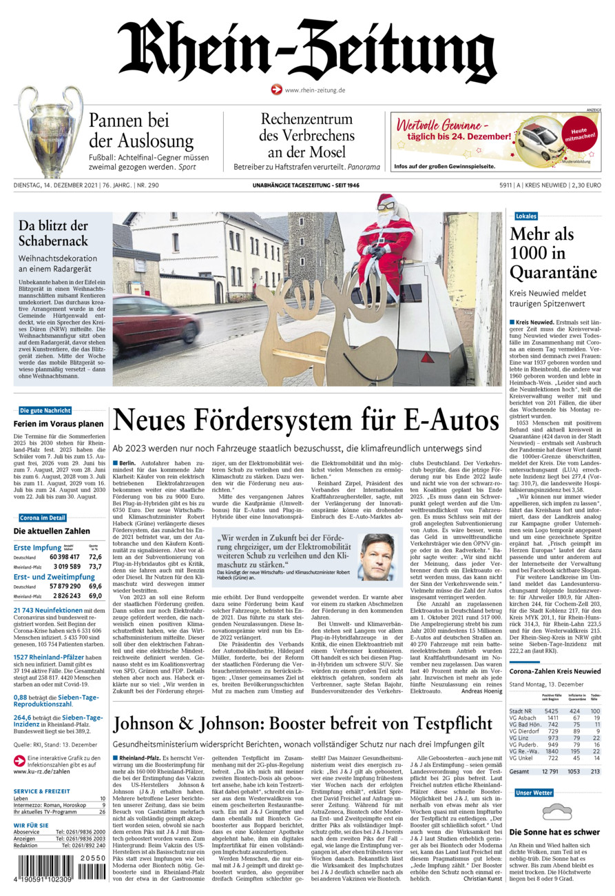 Rhein-Zeitung Kreis Neuwied vom Dienstag, 14.12.2021
