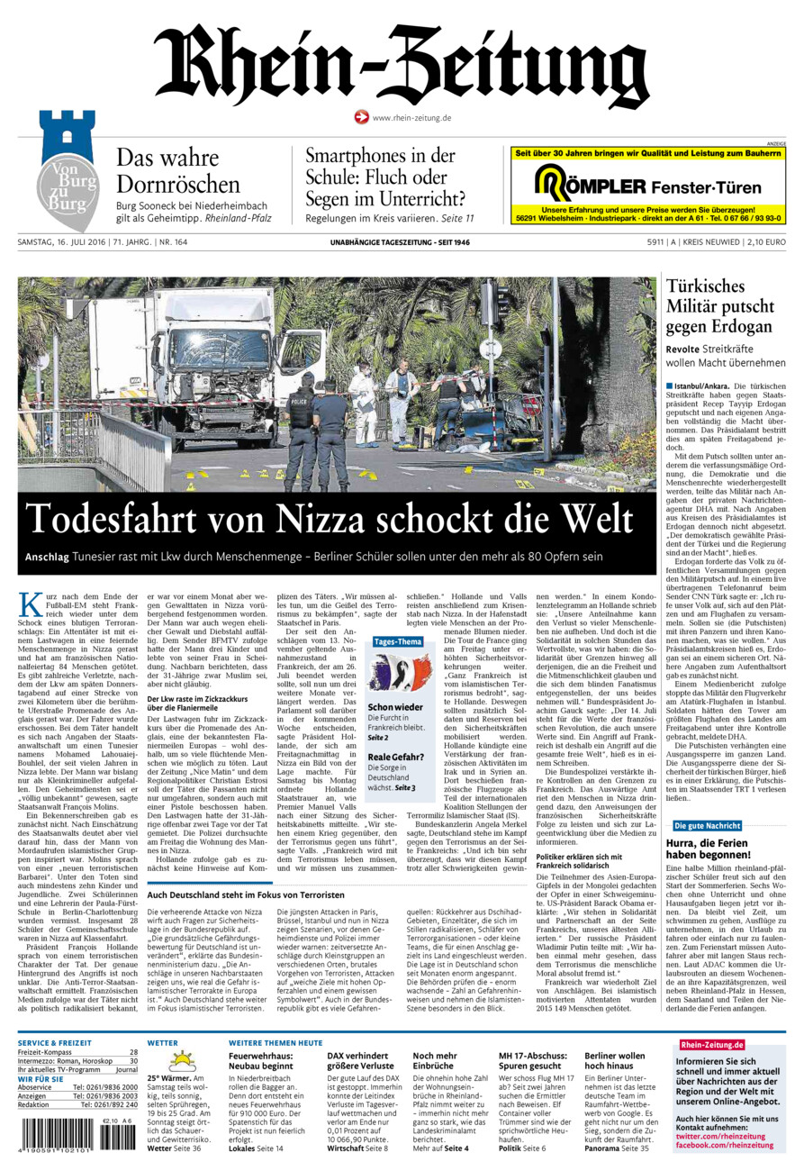 Rhein-Zeitung Kreis Neuwied vom Samstag, 16.07.2016