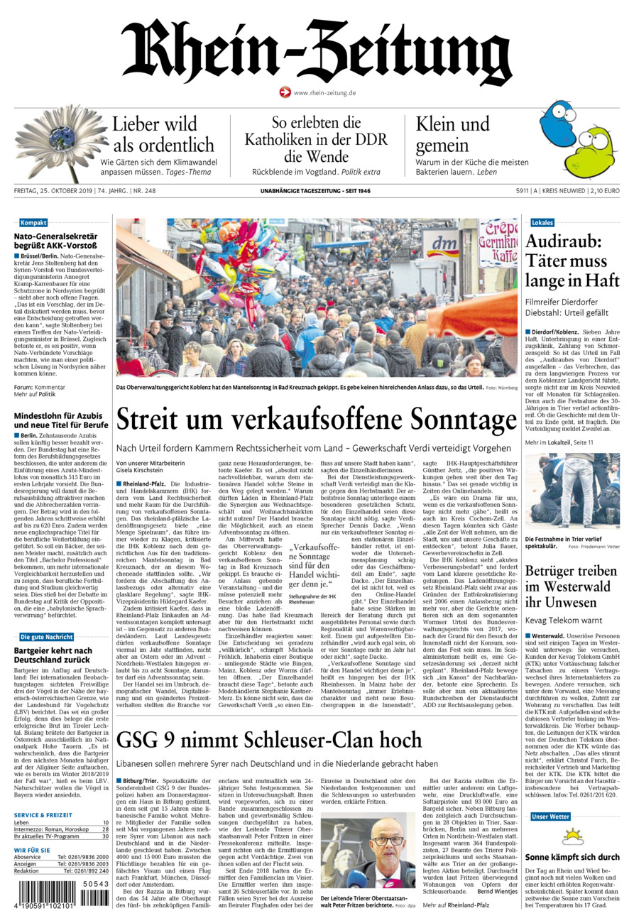 Rhein-Zeitung Kreis Neuwied vom Freitag, 25.10.2019