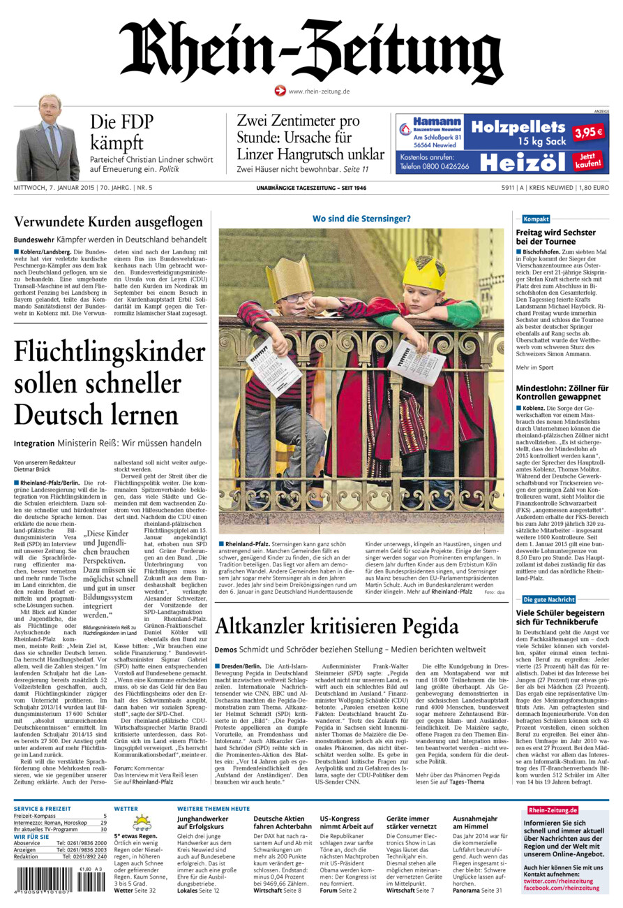 Rhein-Zeitung Kreis Neuwied vom Mittwoch, 07.01.2015