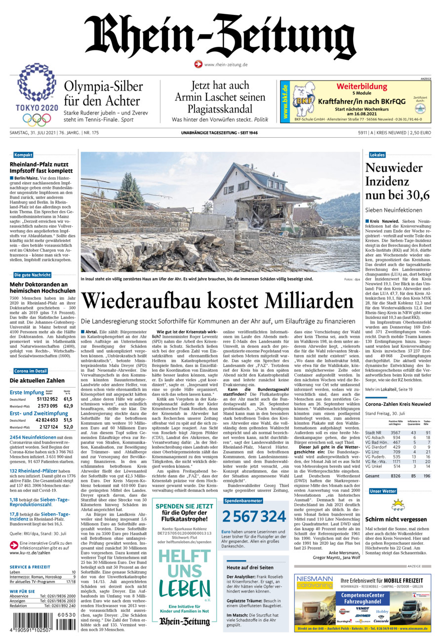 Rhein-Zeitung Kreis Neuwied vom Samstag, 31.07.2021