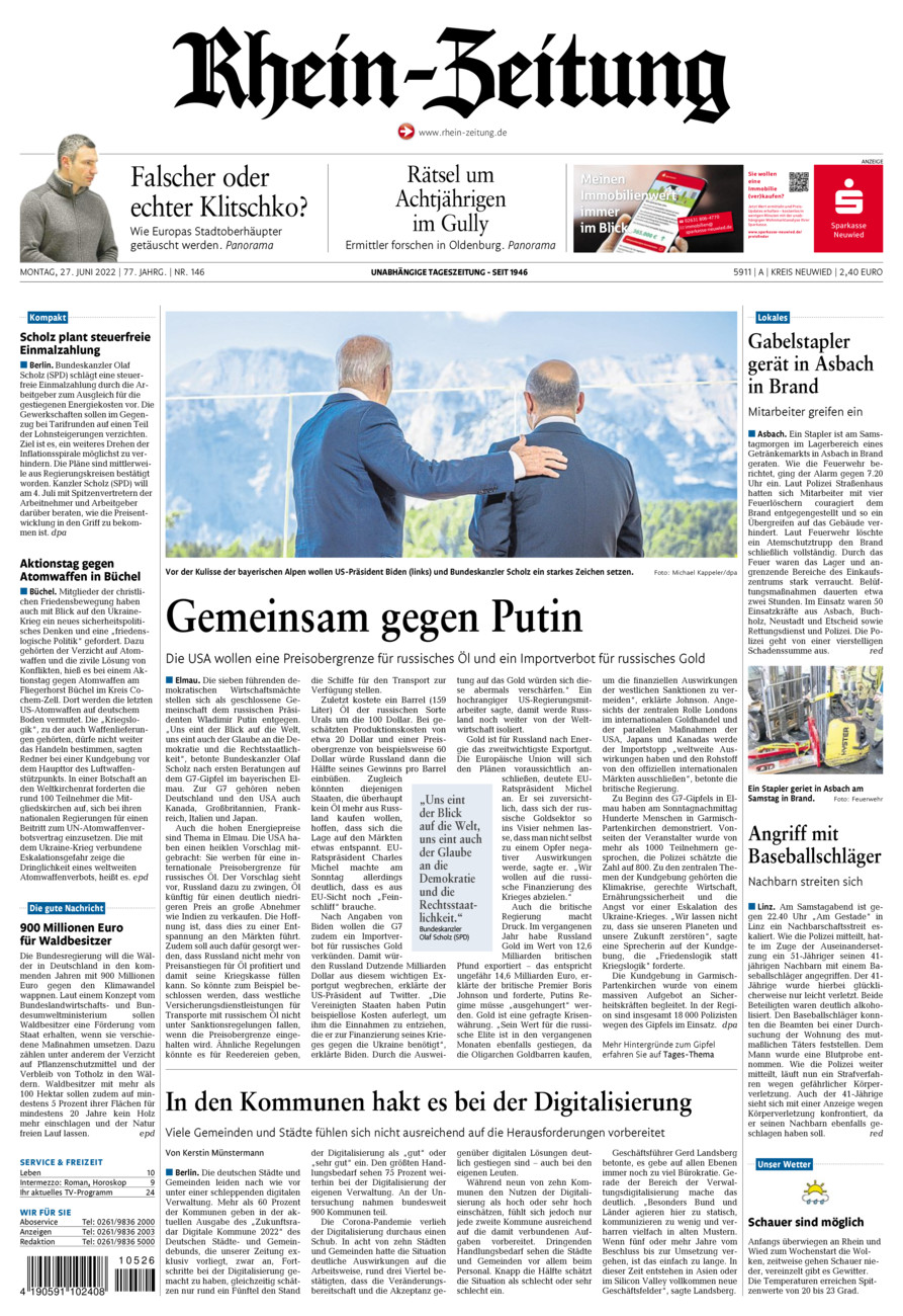 Rhein-Zeitung Kreis Neuwied vom Montag, 27.06.2022