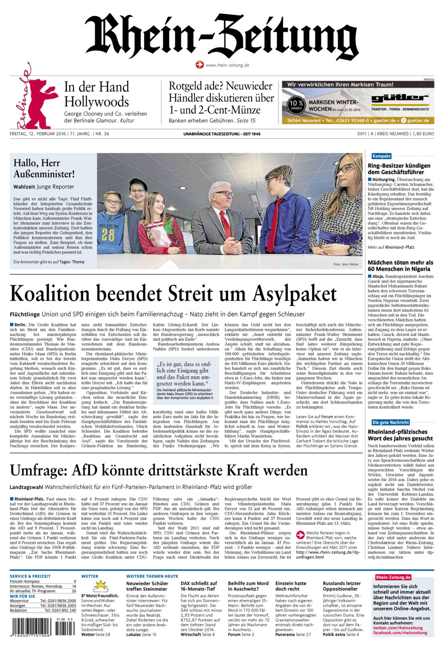 Rhein-Zeitung Kreis Neuwied vom Freitag, 12.02.2016