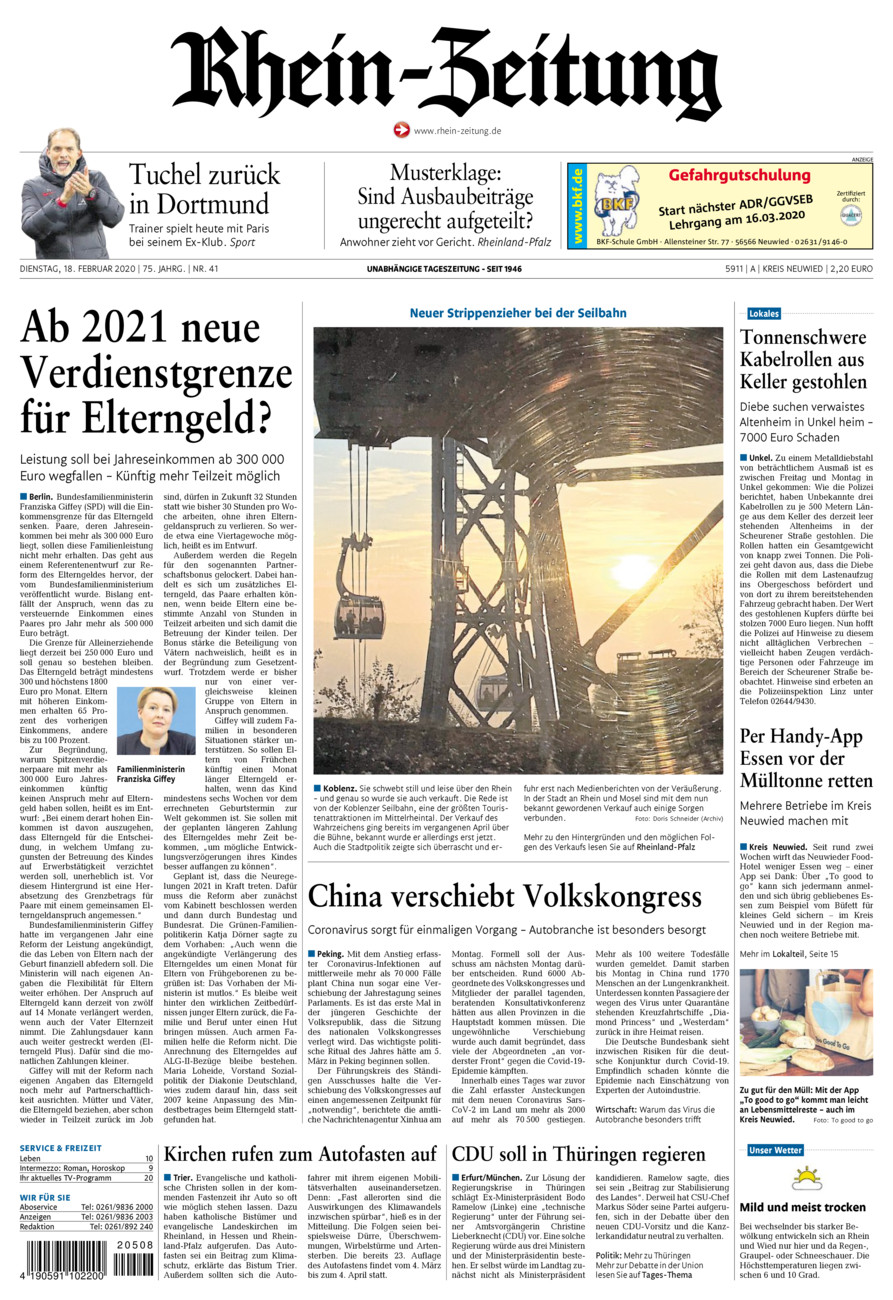 Rhein-Zeitung Kreis Neuwied vom Dienstag, 18.02.2020