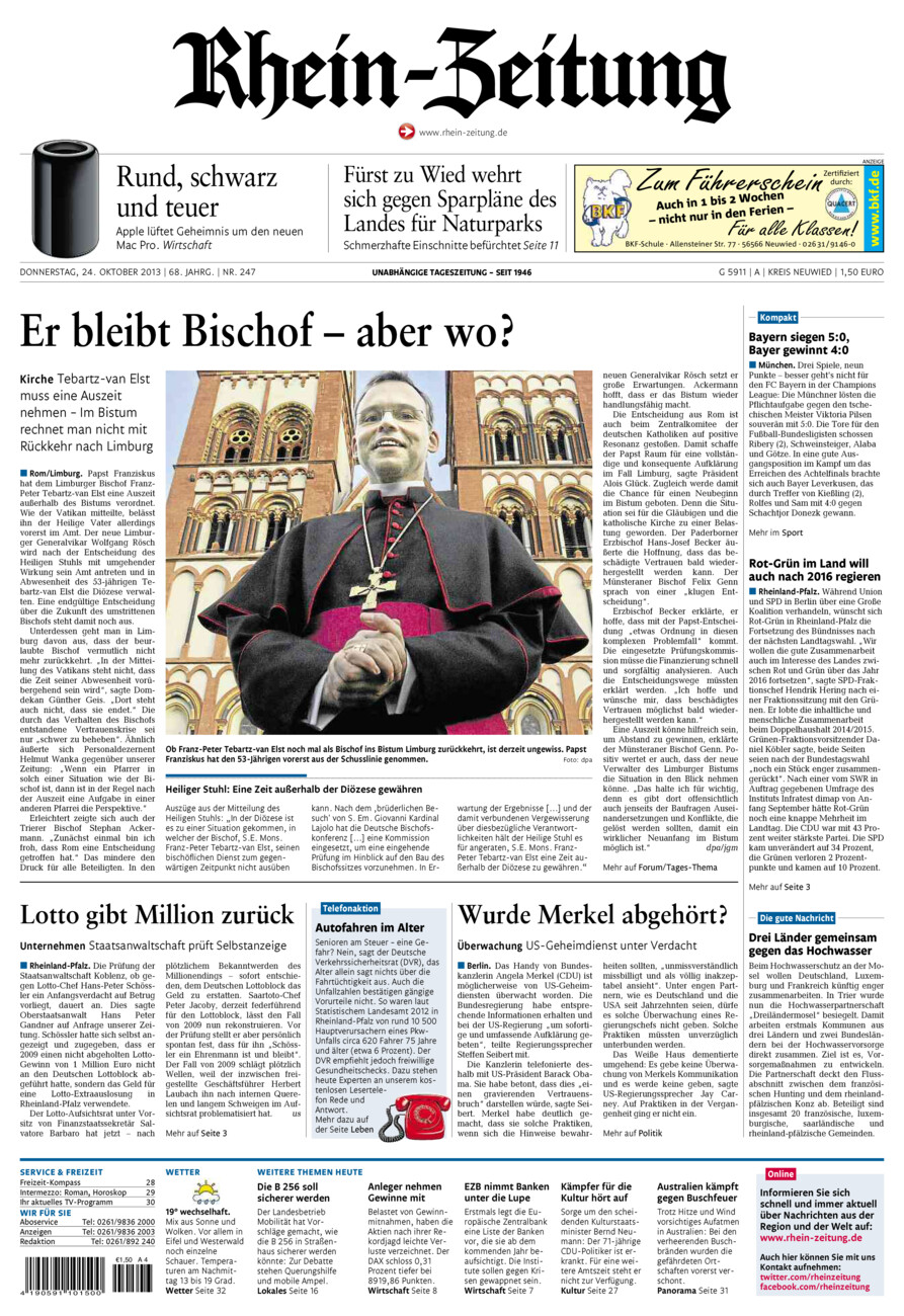 Rhein-Zeitung Kreis Neuwied vom Donnerstag, 24.10.2013
