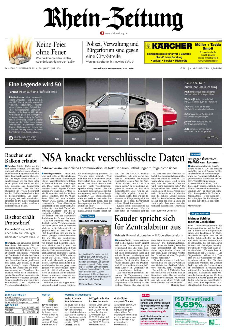 Rhein-Zeitung Kreis Neuwied vom Samstag, 07.09.2013