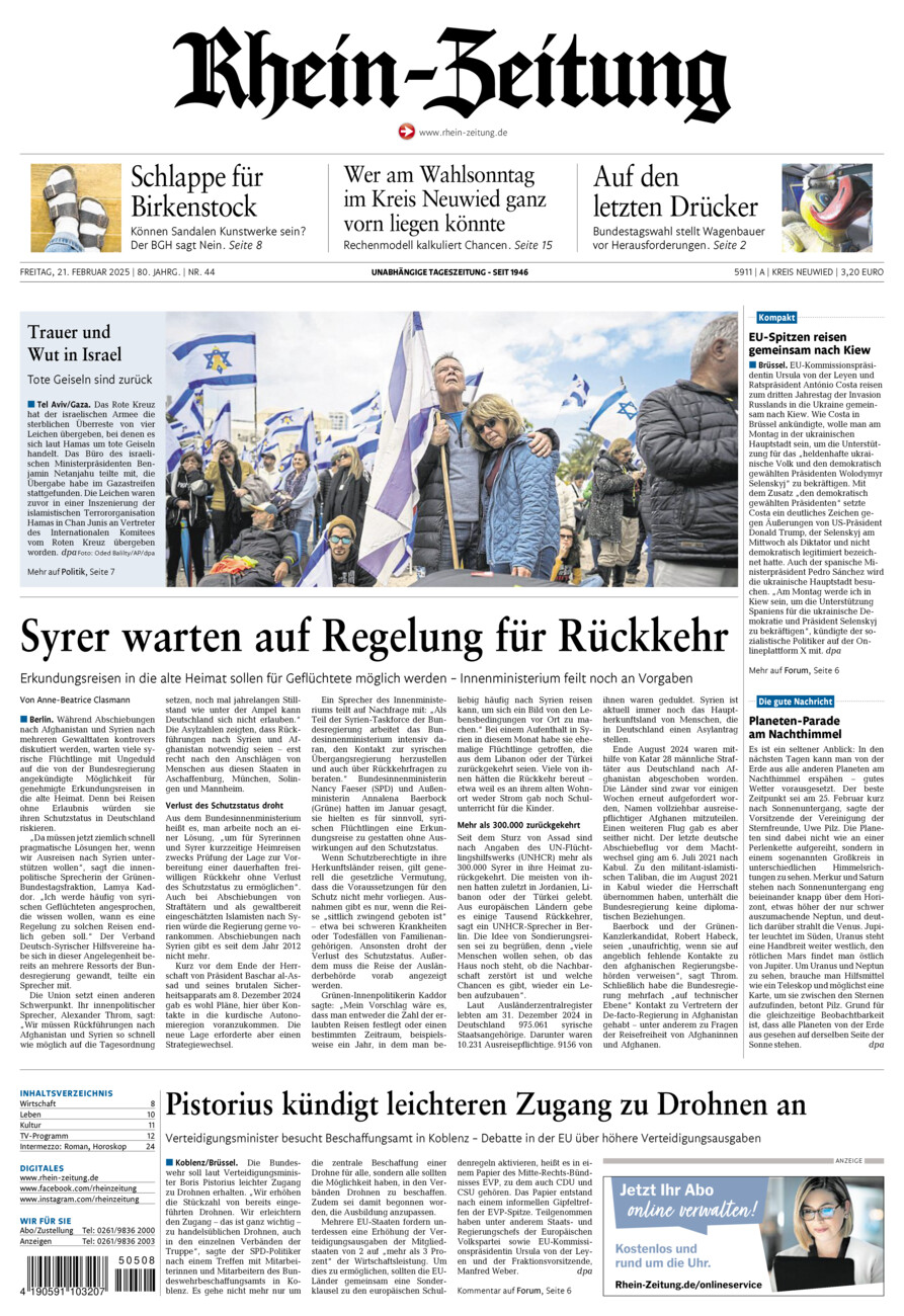 Rhein-Zeitung Kreis Neuwied vom Freitag, 21.02.2025