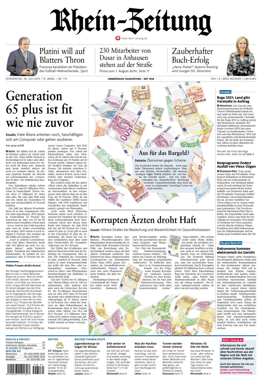 Rhein-Zeitung Kreis Neuwied vom Donnerstag, 30.07.2015