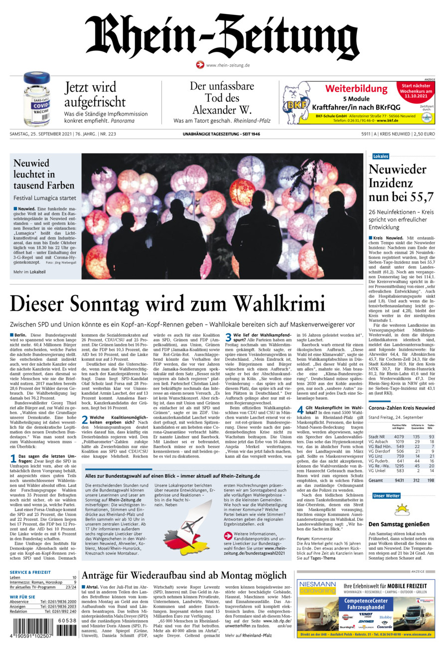 Rhein-Zeitung Kreis Neuwied vom Samstag, 25.09.2021
