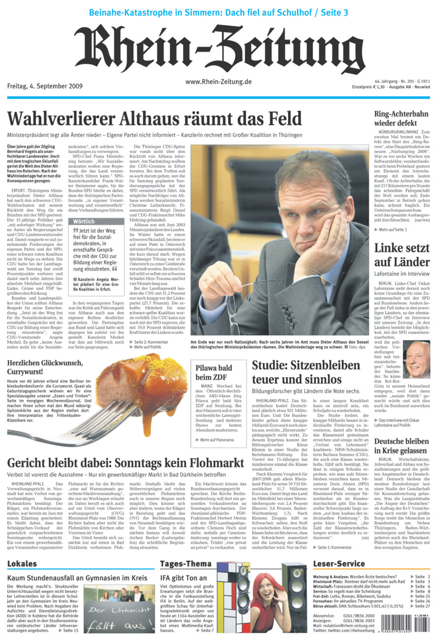 Rhein-Zeitung Kreis Neuwied vom Freitag, 04.09.2009