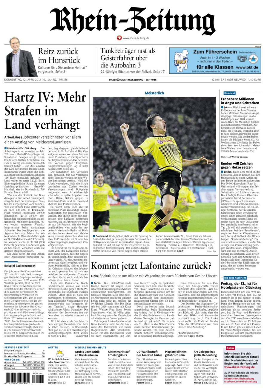 Rhein-Zeitung Kreis Neuwied vom Donnerstag, 12.04.2012