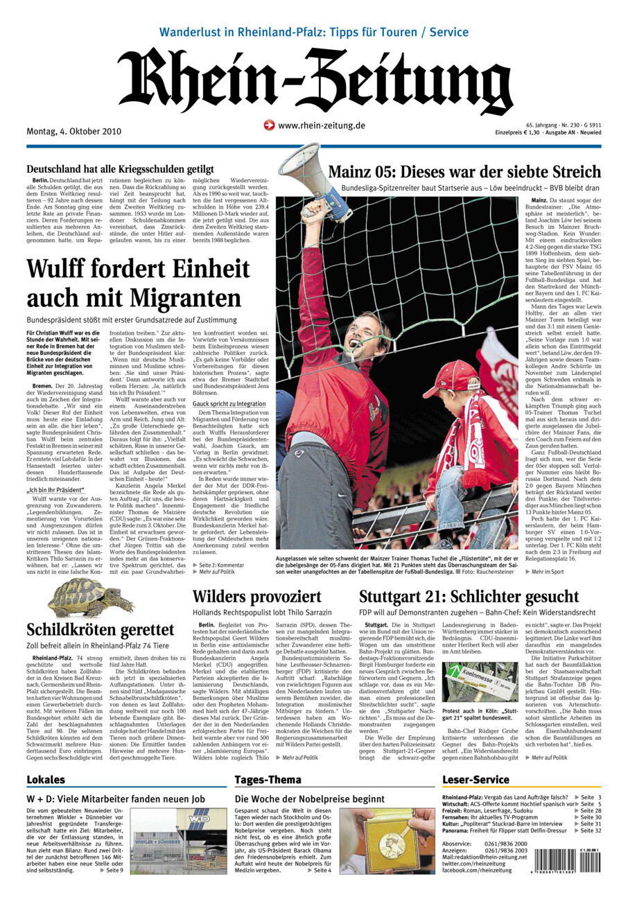 Rhein-Zeitung Kreis Neuwied vom Montag, 04.10.2010
