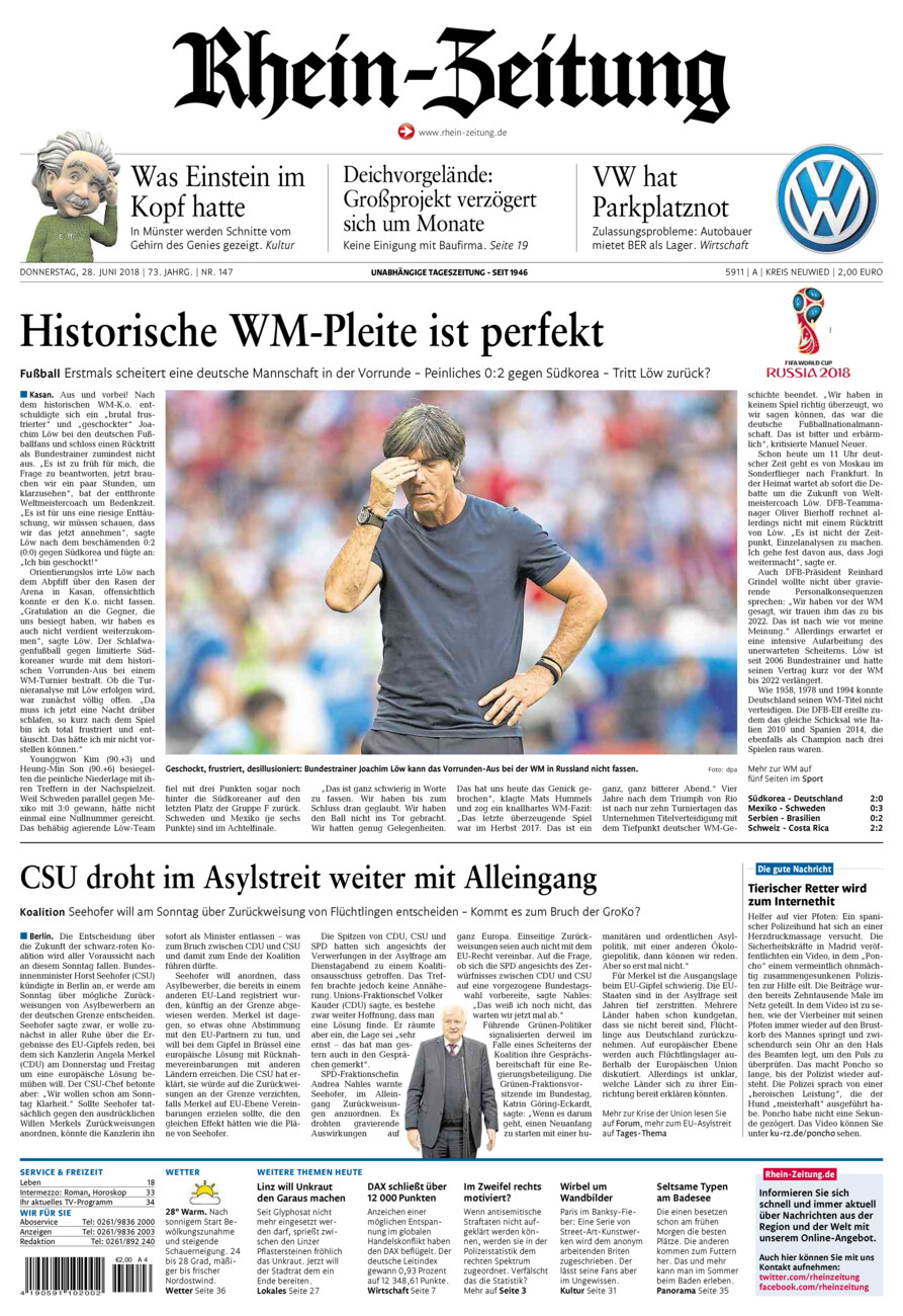Rhein-Zeitung Kreis Neuwied vom Donnerstag, 28.06.2018
