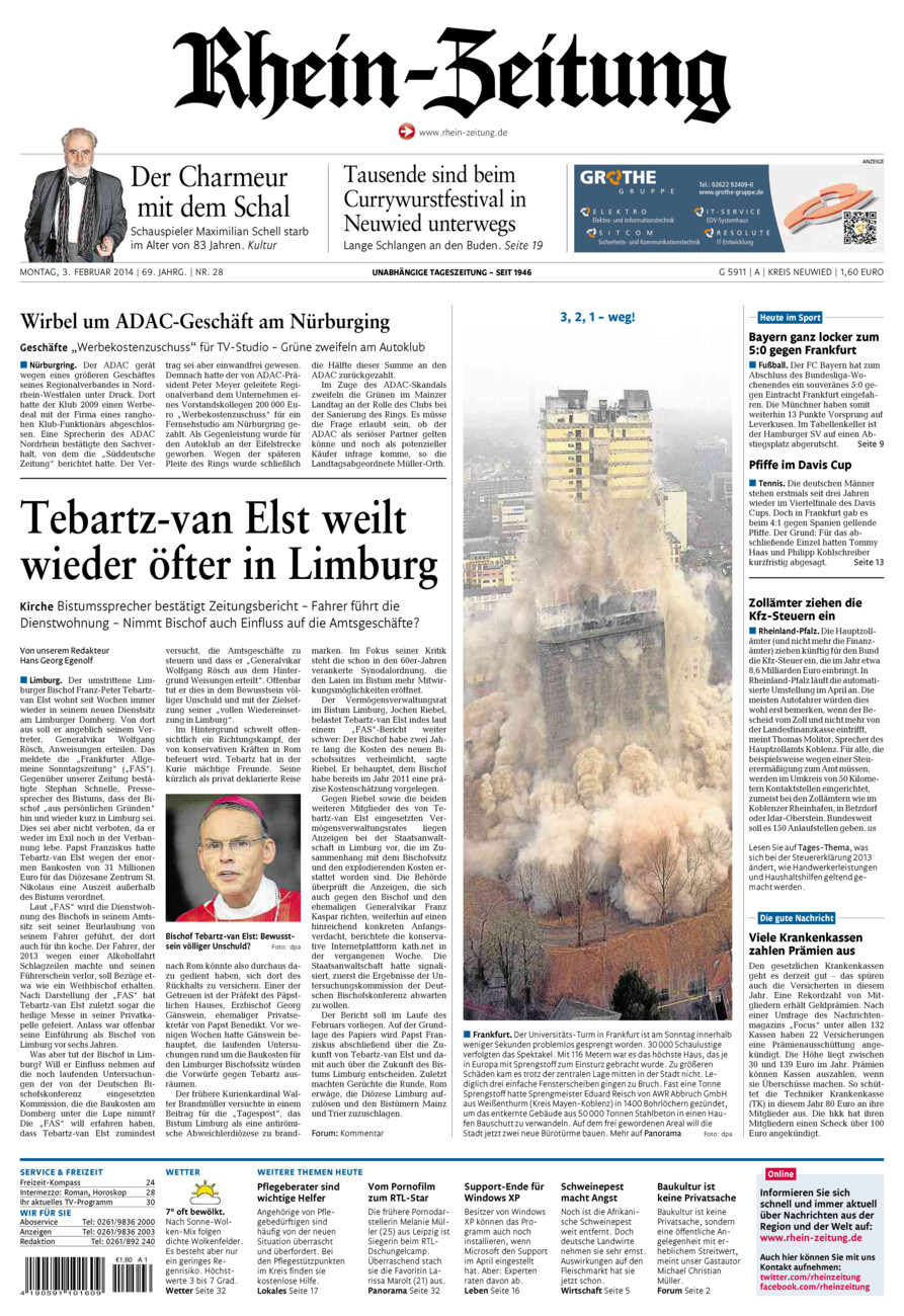 Rhein-Zeitung Kreis Neuwied vom Montag, 03.02.2014