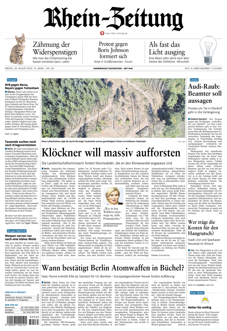 Rhein-Zeitung Kreis Neuwied vom Freitag, 30.08.2019