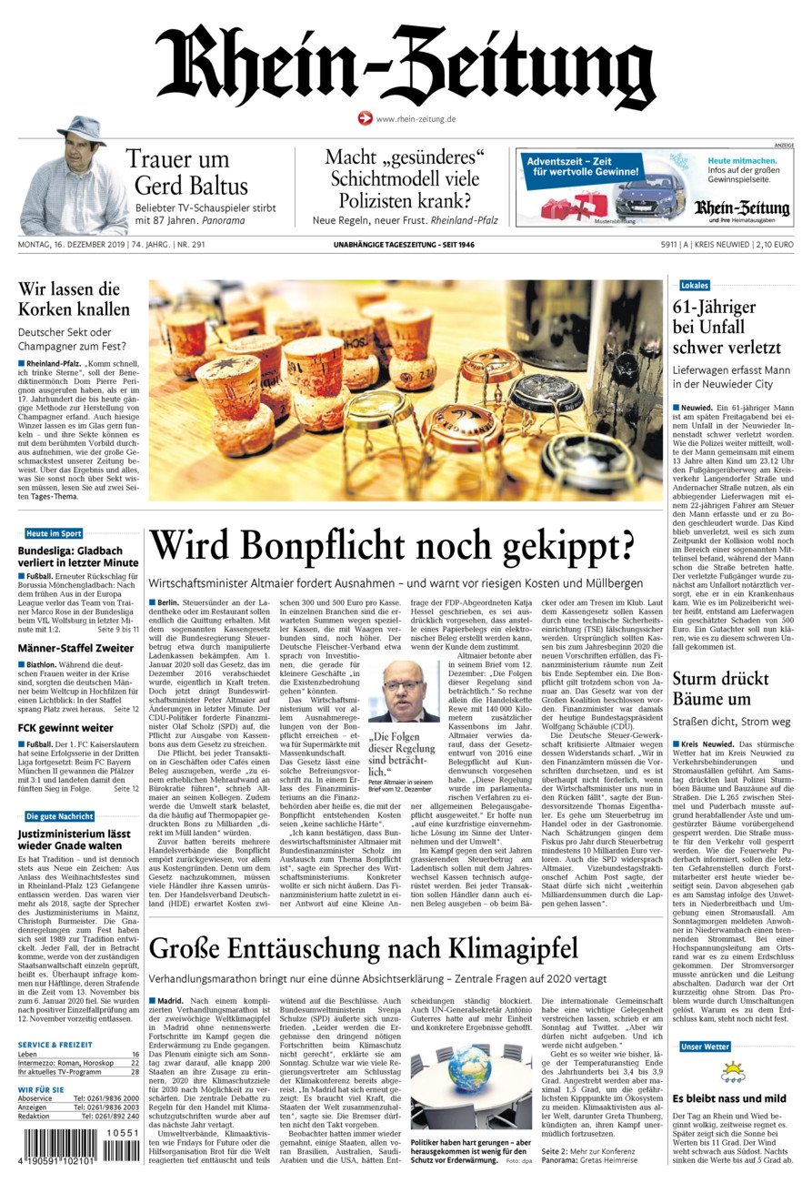 Rhein-Zeitung Kreis Neuwied vom Montag, 16.12.2019