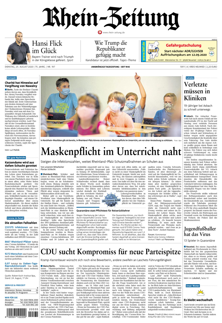 Rhein-Zeitung Kreis Neuwied vom Dienstag, 25.08.2020