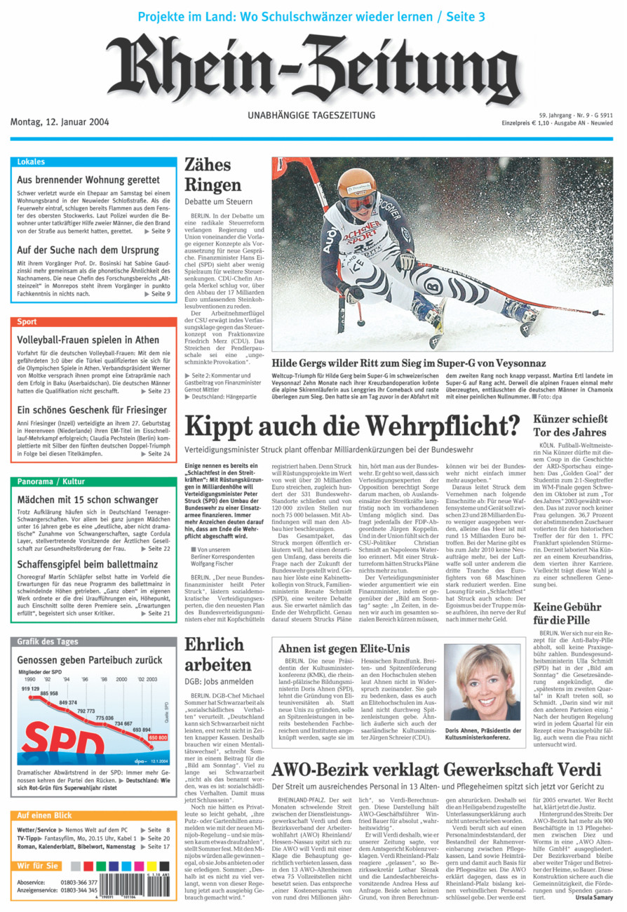 Rhein-Zeitung Kreis Neuwied vom Montag, 12.01.2004
