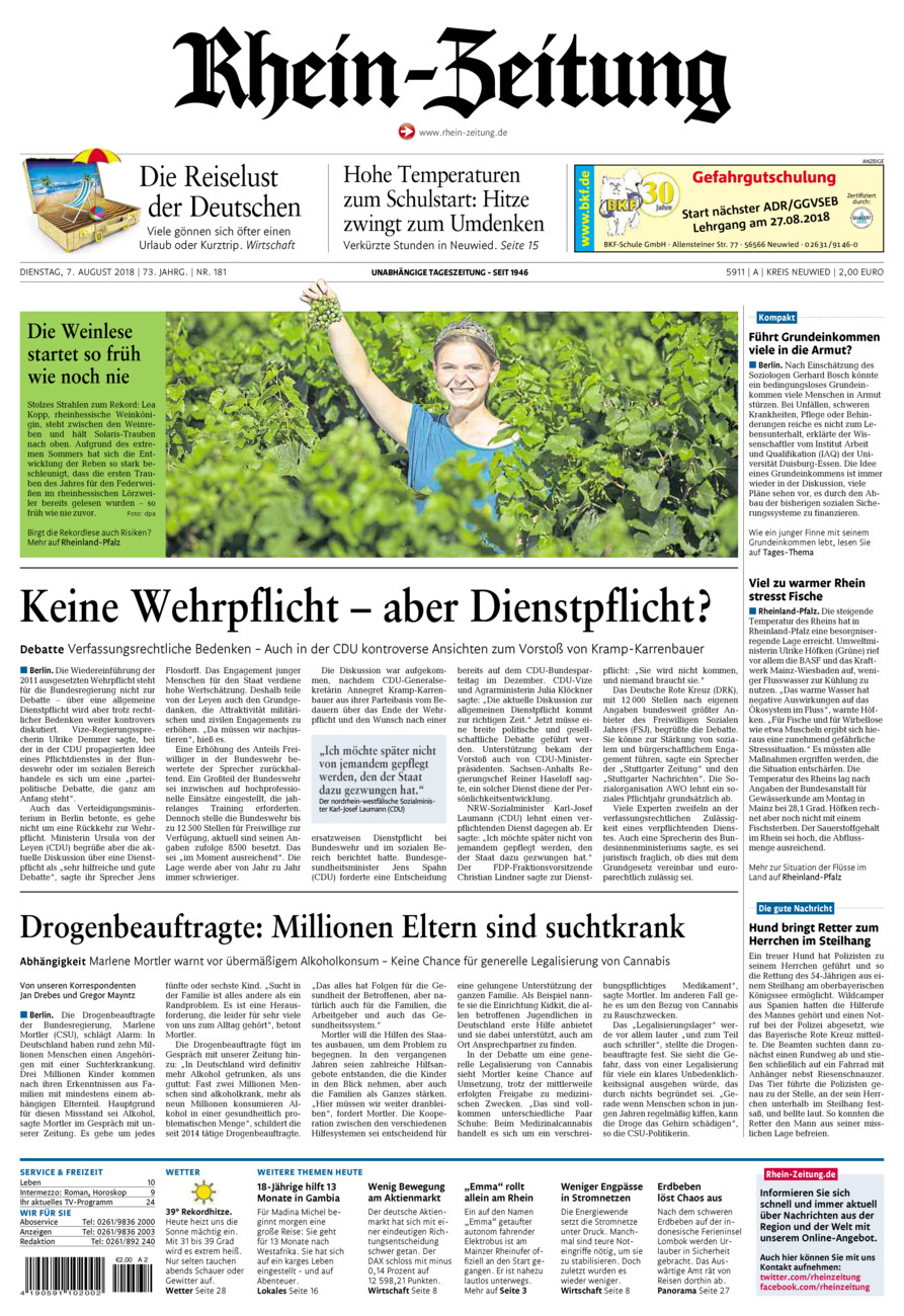 Rhein-Zeitung Kreis Neuwied vom Dienstag, 07.08.2018