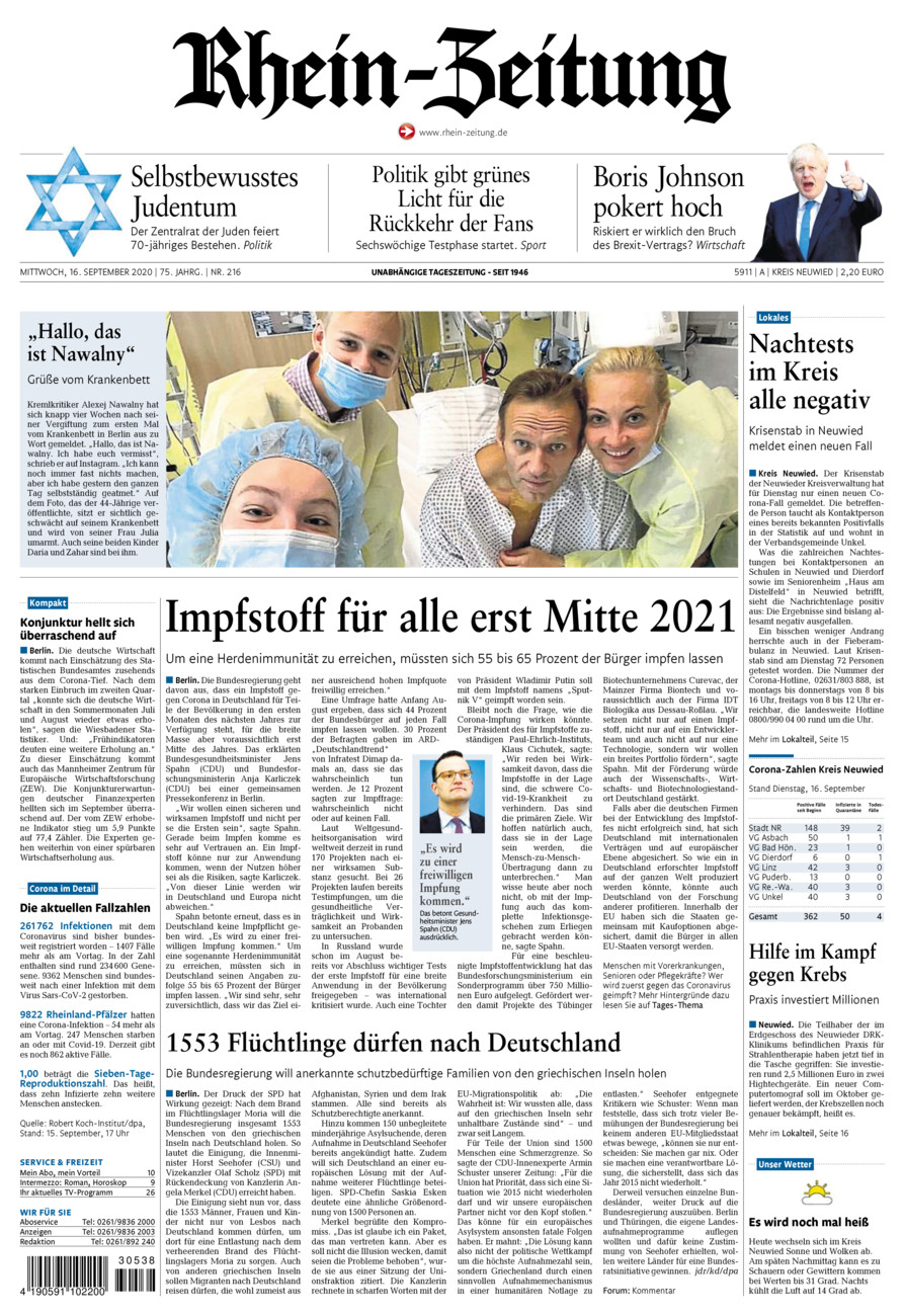 Rhein-Zeitung Kreis Neuwied vom Mittwoch, 16.09.2020