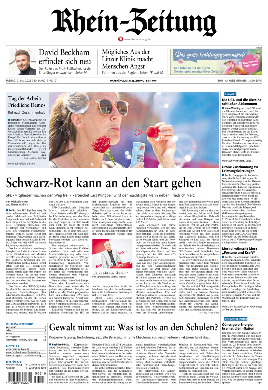 Rhein-Zeitung Kreis Neuwied vom Freitag, 02.05.2025