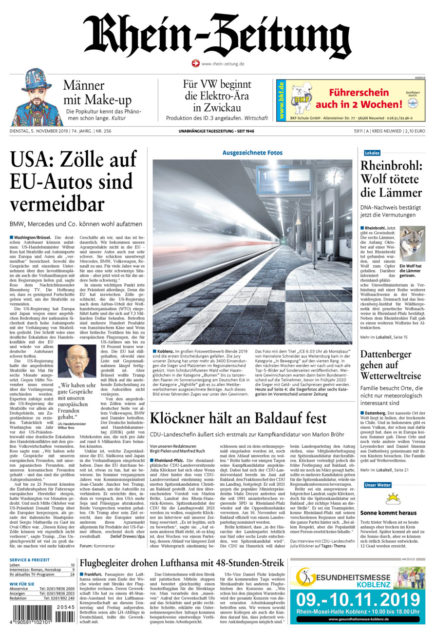 Rhein-Zeitung Kreis Neuwied vom Dienstag, 05.11.2019