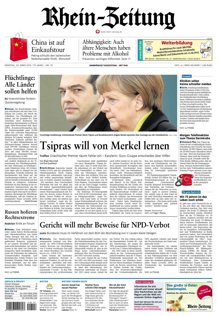 Rhein-Zeitung Kreis Neuwied vom Dienstag, 24.03.2015