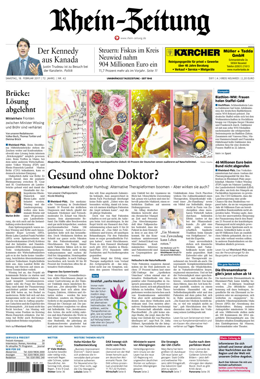 Rhein-Zeitung Kreis Neuwied vom Samstag, 18.02.2017