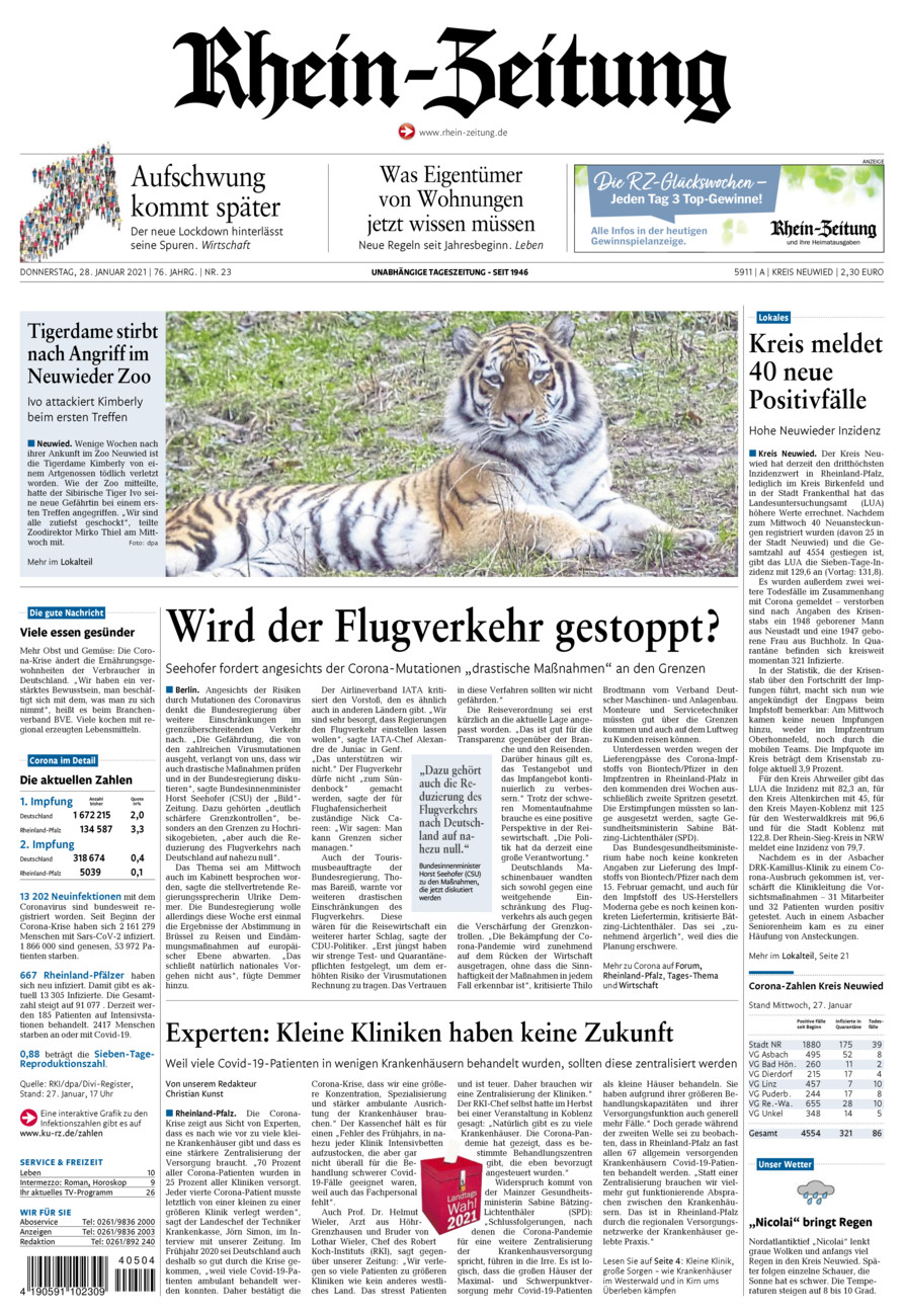 Rhein-Zeitung Kreis Neuwied vom Donnerstag, 28.01.2021