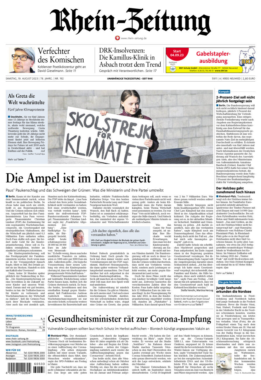 Rhein-Zeitung Kreis Neuwied vom Samstag, 19.08.2023