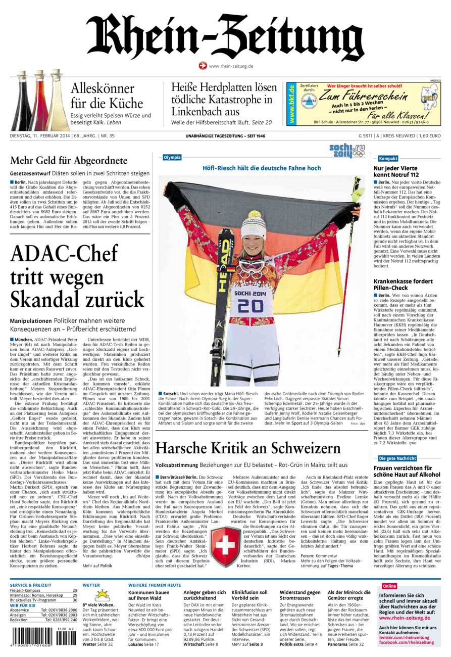 Rhein-Zeitung Kreis Neuwied vom Dienstag, 11.02.2014